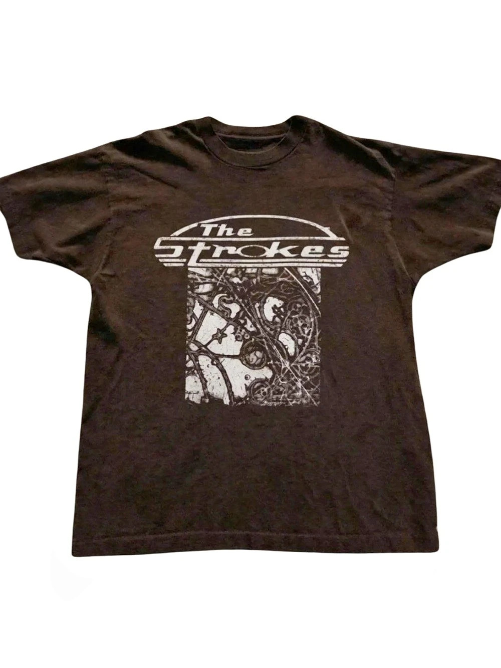 Gildan The Strokes T-Shirt Graphic Short Sleeve Tee in Brown